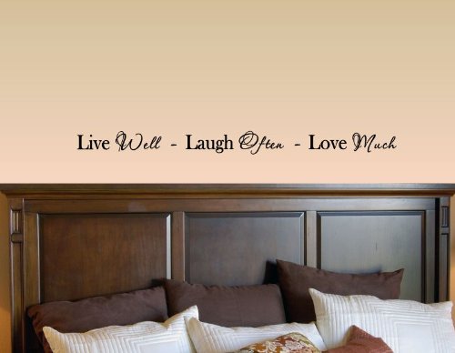 Calcomanías de vinilo para pared, con texto en inglés Live Well Laugh Often Love Much, frases y palabras, decoración artística, letras artísticas,