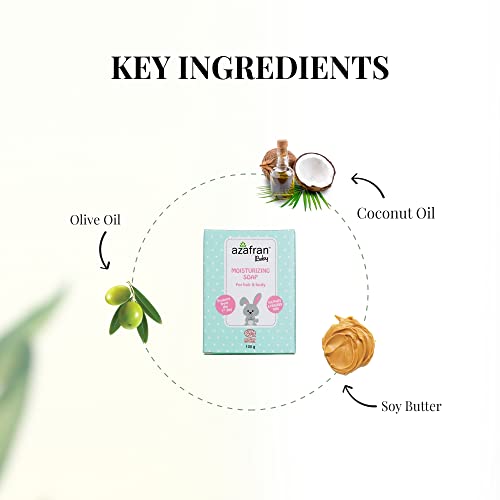 Azafran Organics Baby Soap Bar, 3.52 Ounce Mild Bar, Made With Natural Olive And Oil Coconut Oil, Moisturizing Baby's Sensitive Skin-Hair, Contain No Synthetic Chemicals #TOP3