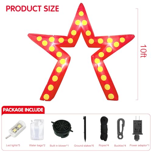 10 Ft Movie Night Party Decorations, Inflatable Large Blow up Star Sign Décor Inflatable Arch Kit with LED Light for Movie Night Party Red Carpet Awards Party Yard Garden Décor - Thumbnail 2
