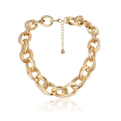Sllaiss Statement Ketten Klobige Goldkette für Frauen Verstellbare