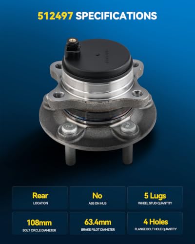 Image of PHILTOP 512497 x2 Rear Wheel Bearing Hub Assembly for Ford Fusion