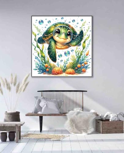 Image of Sea Turtle Cross Stitch Kits for Adults Beginner,Counted Cross Stitch Kits Printed Stitching Cute Patterns Dimensions Needlepoint Art Crafts Embroidery Kits for Adults Beginners (13.7x13.7 inch)