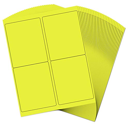JAM PAPER Shipping Address Labels - 4 x 5 - Quarter Page/Extra Large - Neon Yellow - 120/Pack