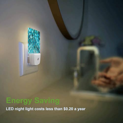 Image of LED Night Light,Square Bright Glass Mosaic LED Night Light Plug into Wall with Dusk to Dawn Light Sensor White Energy Efficient Nightlight for Bedroom Bathroom Hallway Living Room Kitchen