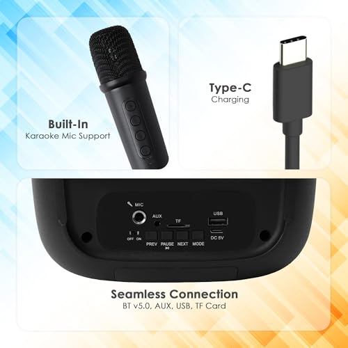 Image of Krisons Krx-Boom 35W Multi-Media Bluetooth Party Speaker with Wireless Mic for Karaoke,2400 MAH Battery, Digital Display,RGB Lights, USB, SD Card, FM Radio,Auto TWS Function