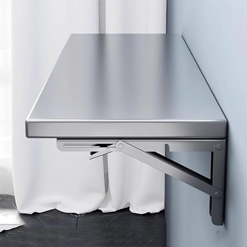 Mesa Plegable de Pared de Acero Inoxidable, Escritorio/Escritorio Que Ahorra Espacio para Cocina, Bar, Oficina, Garaje, jardín o lavandería (130 x 40 cm)
