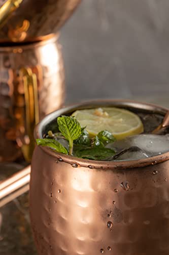 Artisans Village Moscow Mule Copper Mugs: Set Of 4 Stainless Steel Lined Copper Mugs (16 Oz), 4 Straws, And A Shot Glass #TOP6