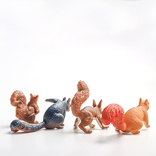 Hiawbon 7 Pieces Squirrel Figurines Hand Painted Squirrel Cake Toppers Mini Fairy Garden Animal Squirrel Model Miniature Squirrel Micro Landscape Ornament #TOP4