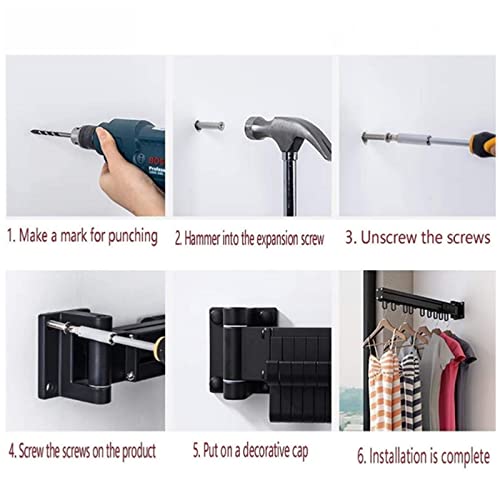 Séchoir à linge mural rétractable en aluminium robuste pour salle de bain - 8