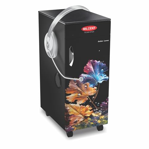 Image of MILCENT Stylo Plus Talky Domestic Flour Mill (Golden Leaves) | Fully Automatic Atta Chakki for Home | 1 HP ISI Certified Motor, 2880 RPM | 6-Blade SS Rotor & Audio Guide | 5 Years Motor Guarantee