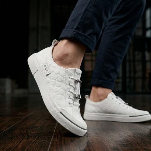Image of Men's Black Canvas Sneakers - Stylish Casual Shoes with Non Tie Elastic Laces | 7mm Memory Foam & EVA Insole | Lightweight & Comfortable Everyday Footwear (Sizes 6-10)