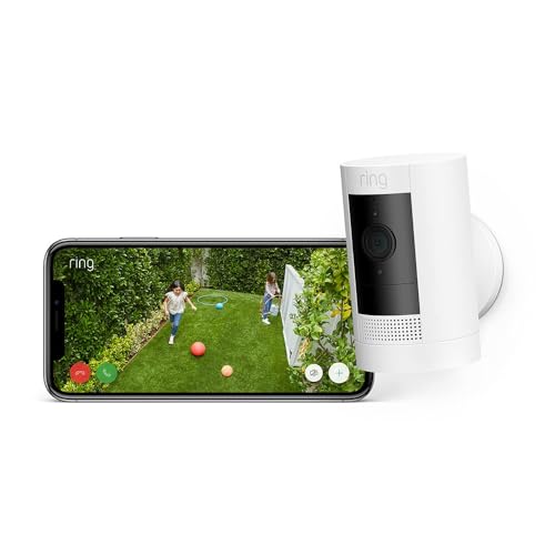 Ring Outdoor Camera Battery (Stick Up Cam) by Amazon | HD Outdoor Wireless Home Security Camera System with Two-Way Talk, White | Works with Alexa