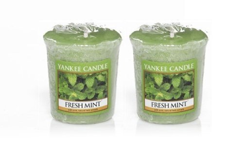 2 Yankee Candle FRESH MINT Sampler Votive Candles 1.75 oz