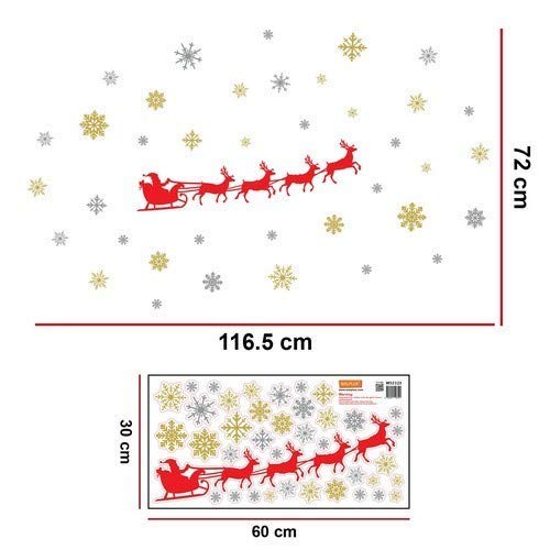 Walplus Santa's Sleigh Christmas Decorations Clearance For Home Indoor Wall Stickers Merry Christmas Decor Wall Murals Decals Living Room Children Nursery Restaurant Cafe Hotel Home Decor #TOP2