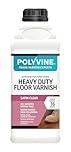 Polyvine Heavy Duty Floor Varnish Satin Finish – Quick Drying Floor Varnish – Polyurethane, Water-Based, Water Resistant Indoor Flooring Protection for Wood, Stone, Tiles, Slate (Satin, 1 Litre)
