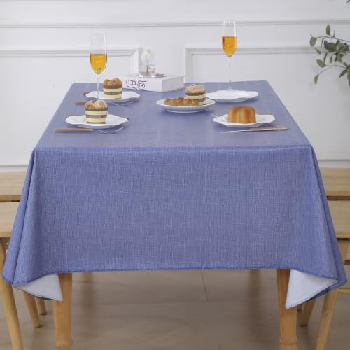 Image of Walrus Heavy Duty Vinyl Tablecloth with Flannel Backing Waterproof Oil-Proof Plastic Table Cloth Stain-Resistant Wipeable Table Cover for Indoor and Outdoor (Navy Blue,54x54 Inch)
