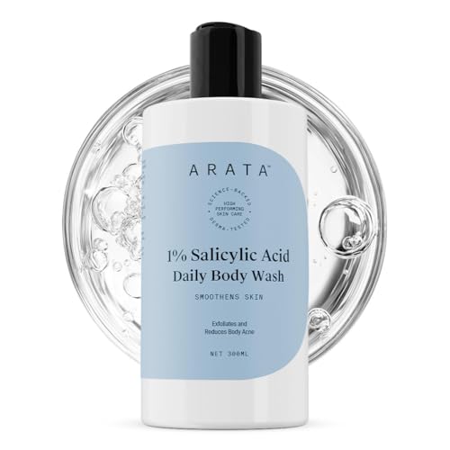 Image of Arata 1% Salicylic Acid Body Wash for Bacne, Bumpy & Strawberry Skin | Exfoliates, Cleanses & Smoothens Uneven & Rough Skin | Paraben & SLS Free | Shower Gel For All Skin types (300ml)