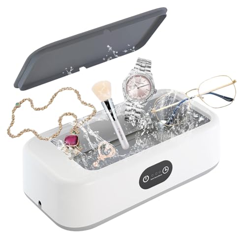 Dispositivo per la pulizia ad ultrasuoni, 640 ml, pulitore ad ultrasuoni, 49000 Hz, pulitore ultrasonico, per occhiali, orologi, orecchini, anelli, collane, monete, resina