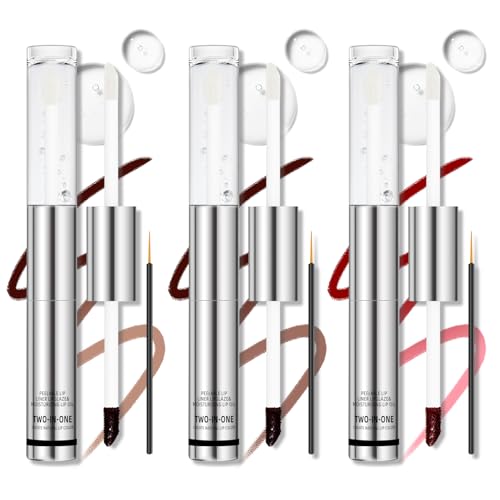Image of Noerrors 3 Colors Peel Off Lip Stain Liner Set, 2 In 1 Peel Off LipLiner Stain Tint Tattoo and Moisturizing Care Oil, Waterproof Transfer Proof Long Lasting Plumping Glossy Lip Combo for Women Makeup