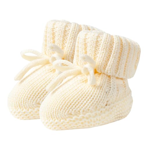 Fangool Newborn Shoes | Soft Knitted Baby Booties | A Gentle Hug for Tiny Feet | Warm, Cozy & Lightweight Infant Shoes for Boys & Girls (Soft Yellow, 0-6 Months)