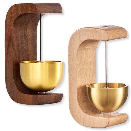 Timbre de viento de madera maciza con ventosa, timbre magnético de madera, para el hogar, porche, jardín y restaurante, bonito timbre con cinta autoadhesiva (mezcla)