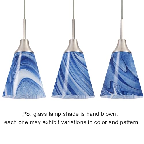 Image of Viinew Mini Glass Pendant Light,1-Pack Blue Marble Glass Pendant Lamp
