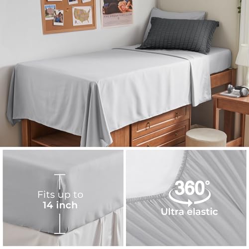 Image of HYMOKEGE Dark Grey /Light Grey Twin XL Comforter Set Seersucker 5 Pieces, All Season Luxury Bed in a Bag for Bedroom, Bedding Set with Comforter, Sheets, Pillowcase & Sham