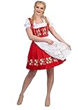 Dirndl Trachten Haus 3-teiliges kurzes rot Besticktes Dirndlkleid-Set für das Oktoberfest
