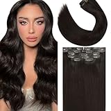Lacer Hair 20 Inch Human Hair Clip in Extensions Seamless Double Drawn PU Skin Weft Real Hair Extensions Clip in Human Hair Thick Silky Straight Hair #2 Darkest Brown Color for Women 7Pcs 110g