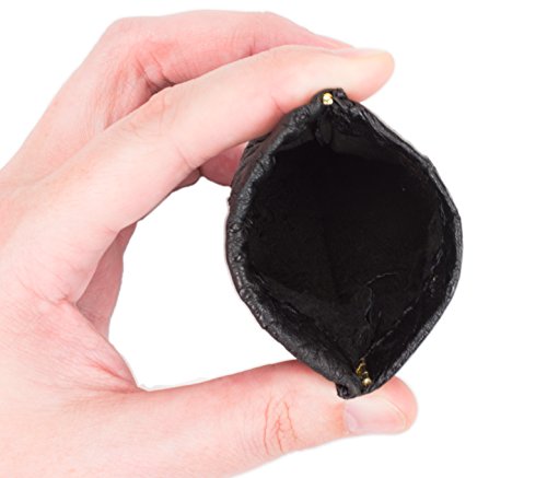 Genuine Ostrich Skin Leather Spring Loaded Coin Pouch2