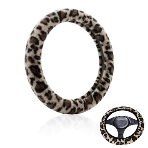 YIPFEN Einteiliger, weicher Lenkradbezug mit Leopardenmuster, Handbrems- und Schalthebelbezug, Warmer Winterbezug für Damen (Beige) YIPFEN Einteiliger, weicher Lenkradbezug mit Leopardenmuster, Handbrems- und Schalthebelbezug, Warmer Winterbezug für Damen (Beige)