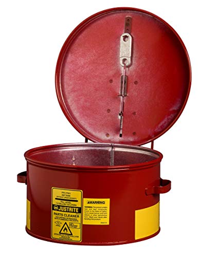 Justrite 1 Gallon Red Galvanized Steel Benchtop Dip Tank (For Hazardous Liquids)