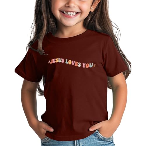 Girls Christian Shirt Jesus Loves You Shirt Faith Tops Tee, Ages 1-15 Years3