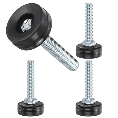 uxcell 5/16"-18 Thread Furniture Feet Levelers, 4Pcs 38mm l Adjustable Furniture Feet Screw in Threaded Leveling Leg Screw on Chair Foot Glides Leveling for Table Chair Black