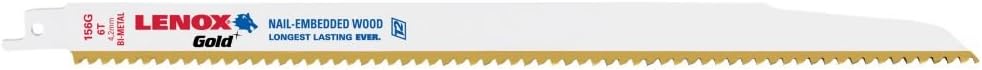 Lenox 9 in. 6 Tpi Gold Arc Power Curved Reciprocating Saw Blade 5 Pk.