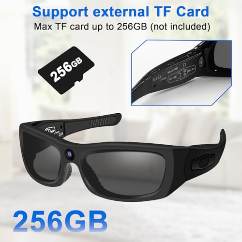 Camera Glasses HD 1080P Video Glasses Bluetooth Sunglasses Camera UV Protection Polarized Lens Sport Action Cam with Earphones for Travel, Cycling, Driving and Other Outdoor Sports - Thumbnail 6
