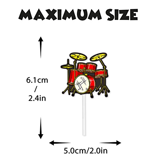 18Pcs Drum Red Glitter Dessert Cupcake Topper Music Rock Roll Drummer Theme Decor Supplies Baby Shower Boys Girls Happy Birthday Party Decorations #TOP3