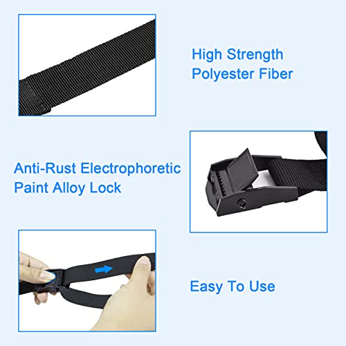 RIO-Direct-Ratchet-Tie-Down-Straps-Heavy-Duty-Lashing-Straps-Adjustable-Cam-Buckle-Tensioning-Belts-for-Motorcycle-Cargo-TrucksTrailerLuggage-3M-x-25mm-Black-2-Pack