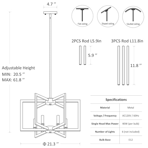 Klgxnrd 6-Light Modern Farmhouse Pendant Lights For Kitchen Island thumb #5
