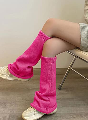 Image of WODECASA Girls Kawaii Leg Warmers Knitted Flared Leg Sleeves Goth Crochet Baggy Cuff Ankle Heap Socks