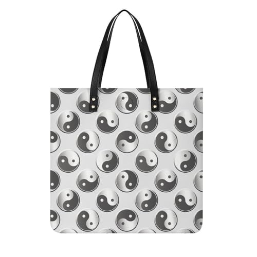 Sac shopping Tai-Chi noir et blanc pour femme - Tote bag voyage 39x39cm