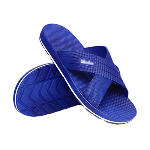 JingZhiBao Sandalen Herren Slides Damen,Sommer Badschuhe Schlappen Extra Große Unisex Hausschuhe Pantoffeln,rutschfeste Kunststoffsohlen, Wasserdicht Schwimmen Strand Jungen Mädchen Kinder,Blau,52 Cover
