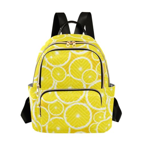 Sac à dos matelassé jaune citron à multi-poches pour femme taille Medium
