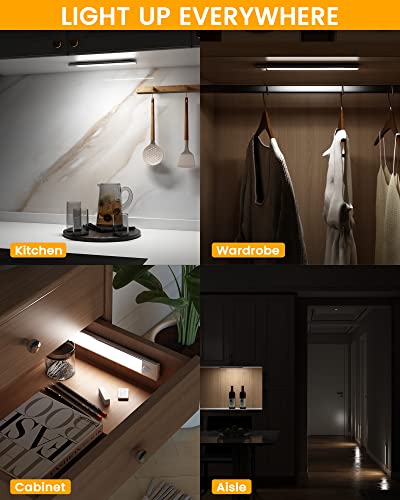Asoko Under Cabinet Lights Motion Sensor Usb-C Rechargeable Led Closet Lights Battery Operated Wireless Magnetic Light Strip For Kitchen(White,3Pack) #TOP5