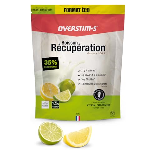 OVERSTIM.s - Elite Recovery Drink (1,2 kg) - Recarga de energía y regeneración muscular - Carbohidratos, proteínas, BCAA, electrolitos para una recuperación óptima - Lima Limón