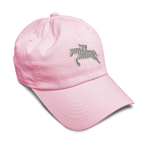 Soft Baseball Cap Horse Rider Embroidery Pets Twill Cotton Dad Hats for Men & Women Buckle Closure Pink Design Only