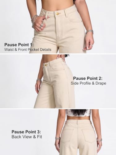 Image of Women's Black High Waist Denim Jeans | Straight, Relaxed, Wide Leg & Baggy Fit | High Rise Loose Oversized Denim Pants for Women | Comfortable Casual Everyday Wear | Oversized Woman baggys