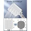 YEAUPE PRO Douchekop met slangfilter, douchekop met slang 1,6 m, waterbesparend, handdouche, regendouche, douchekop met drukverhogende spaardouchekop met 6 straalsoorten, chroom - Afbeelding 6