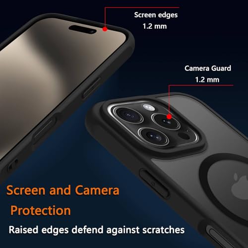 Image of for iPhone 16 pro max Case [Compatible with Magsafe]Translucent Matte Phone Cover, [10 FT Military Grade Drop Protection] Slim Durable Shockproof Protective Bumper (Black Magnetic, iPhone 16 Pro Max)