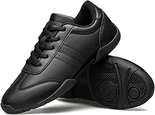 Image of BAXINIER Youth Girls White Cheerleading Dancing Shoes Athletic Training Tennis Walking Breathable Competition Cheer Sneakers